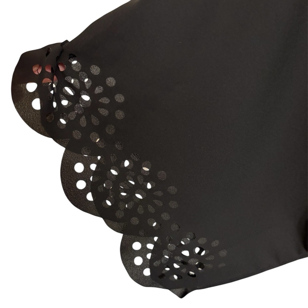 Black Eyelet trim Kimono Style Cover-Up - Picture 3 of 5